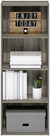 Furinno LUDER 4-Tier Book Shelf, Open Shelves Bookshelf, French Oak