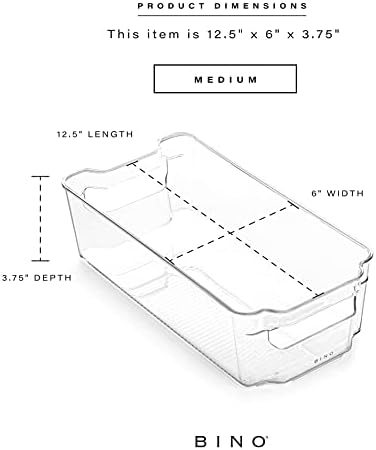 BINO | Stackable Storage Bins, Medium - 4 Pack | The Stacker Collection | Clear Plastic Storage Bins | Organization and 