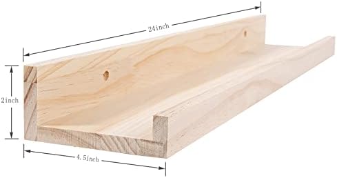 MBYD 24 Inch Floating Shelves Natural Wood Set of 3, Wall Mount Picture Ledge Wooden Wall Shelf for Home Decoration Nurs