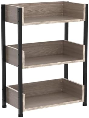 VECELO Bookshelf,Small Bookcase,3-Tier Storage Organizer,Industrial Shelving Unit for Living Room,Classroom,Office,Dormi