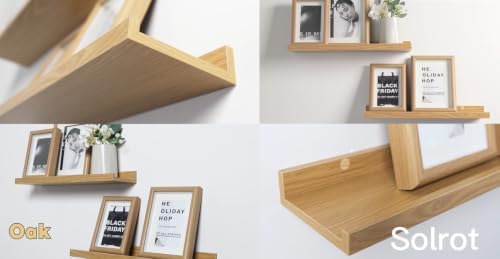 Oak Floating Shelves for Wall Decor, 36 in Shelf with Lip, 2 Set