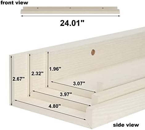 Giftgarden 24 Inch Floating Shelves for Wall, Creamy White Beige Wood-Grain Wooden Shelf Ledge for Bathroom Kitchen Livi