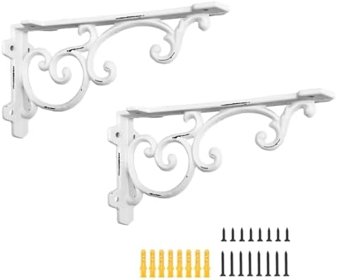 Heavy Duty 8.1"x4.4" Vintage Brackets for Floating Shelves & Kitchen Storage, 8 inch Cast Iron Shelf Brackets - Industri