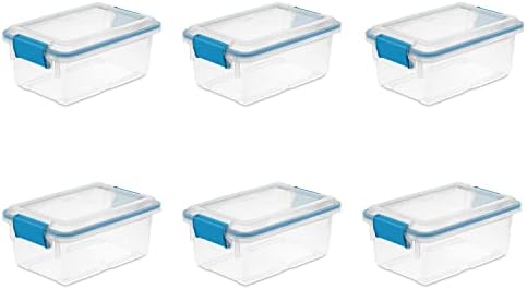 Sterilite 7.5 Qt Gasket Box, Weather-Resistant Clear Storage Bin, 6 Pack