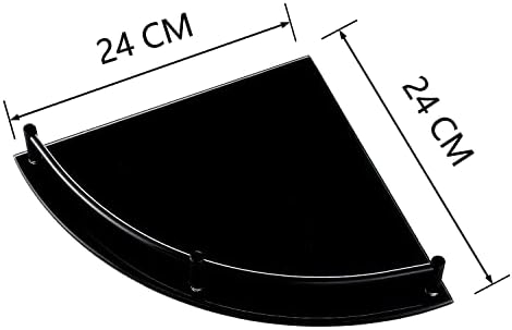 Glass Bathroom Shelf with Rustproof Rail, Black Corner Shower Shelf