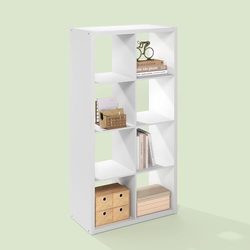Bayan 8 Cube Storage Organizer, Bookshelf, Storage Shelf, with Open Back for Living Room, Bedroom, Home Office, White