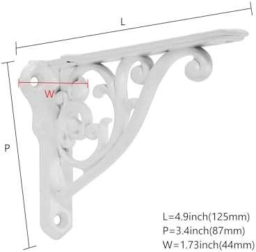 Ornate Decorative Shelf Brackets 5x3.5 inch Small Wall Mounted Shelving Bracket 4 Pack White Vintage Shelf Bracket Victo