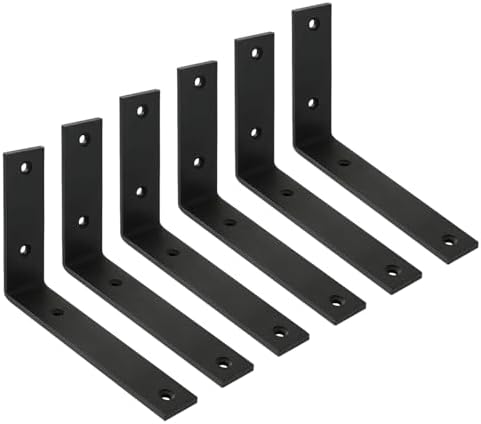 Shelf Bracket 6 Pack 5" Lx4 H 5mm Thick Heavy Duty Black L Brackets