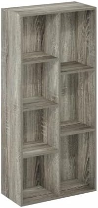 Furinno LUDER Book Shelf, 7-Cube Bookshelf, Bookcase with Open Shelves, 9.4 x 19.5 x 41.7, Easy Assembly, for Living Roo