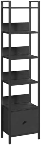 MAHANCRIS Bookshelf, 6-Tier Bookcase with Drawer, Small Book Shelf for Small Space, Storage Shelf Organizer, for Living 
