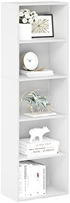 Furinno LUDER Book Shelf, 5-Tier Bookshelf, Bookcase with Open Shelves, 9.4 x 15.8 x 52, Easy Assembly, for Living Room,
