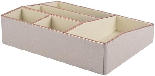 PU Leather Makeup Organizer Tray,Large Vanity Organizer,Cosmetic Storage Box for Lipstick Brushes Skincare Perfume,Cosme