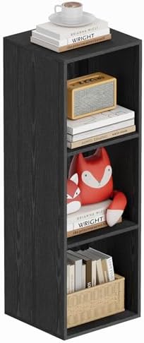 Book Shelf, Wooden Cube Storage Organizer with 11" Open Cubes, Stackable Modular Bookcase for Room Divider Storage, 3 Ti