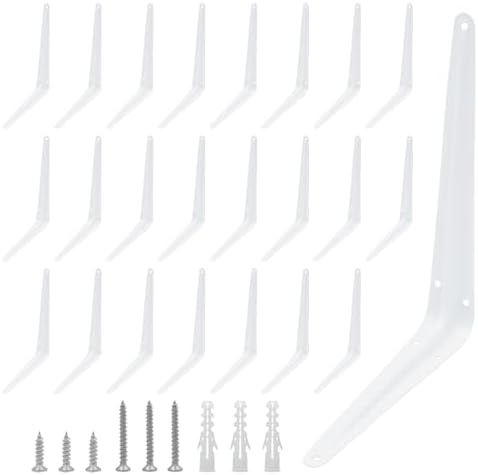 Lilaly 24 Pack Shelf Brackets 10 Inch Shelf Bracket, Heavy Duty L Brackets for Shelves for Hanging Floating Shelves Brac
