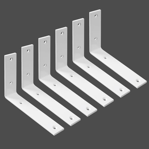 Shelf Bracket 6 Pack 5" Lx4 H 5mm Thick Heavy Duty White L Brackets