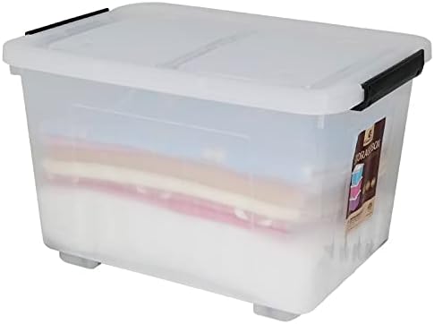 4 Packs 30 L Clear Large Storage Boxes Container with Lids and Wheels