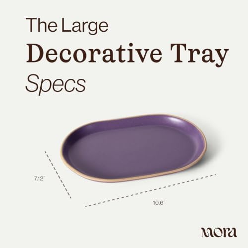 Mora Ceramic Decorative Tray - 10.6in Dish for Jewelry, Soap Dispenser, Perfume, Makeup, Accessories, Candle, in the Bat