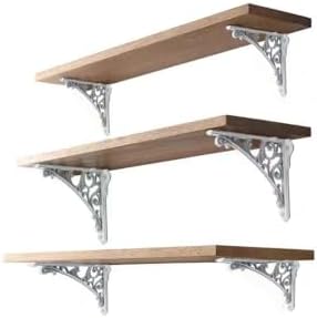 Decorative Shelf Bracket 6 inch, White Brackets for Shelving, Heavy Duty Vintage, DIY Projects, Hardware Included, 4 Pac