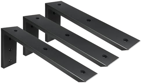 Countertop Support Bracket 3 Pack 12 inch Heavy Duty 1/2" Thick Black Black Granite Countertop Bracket 12"x6"x2.5" Shelf