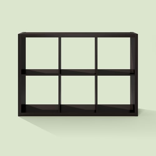 Bayan 6 Cube Storage Organizer, Bookshelf, Storage Shelf, with Open Back for Living Room, Bedroom, Home Office, Walnut O