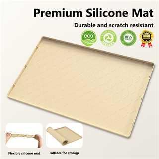 MateeyLife Silicone Mat Waterproof 12"X19", Ideal for Dog and Cat Food Mat, Dog Bowl Mats for Food and Water, Pet Placemat with Lip for Messy Drinkers to Protect Floor, Khaki