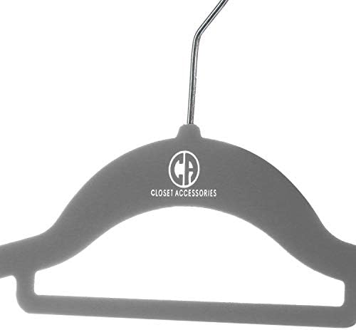 50 Pack Velvet Hangers Study Heavy Duty Hangers Including Tie Bar, Notches, and 360° Chrome Hook. (Gray)