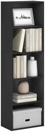 Furinno LUDER Book Shelf, 5-Tier Bookshelf, Bookcase with Open Shelves, 9.4 x 15.8 x 52, Easy Assembly, for Living Room,