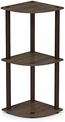 3-Tier Corner Shelf, Display Storage Shelves with Open Shelves, Corner Bookshelf for Organization and Storage, Home Offi