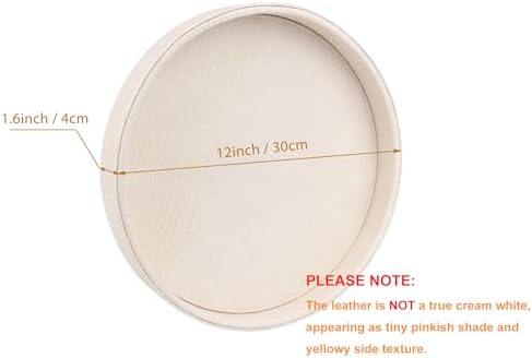 HofferRuffer Faux Leather Round Serving Tray, Vegan Croco Leather Decorative Tray, Food Tray for Storage Drinks, Snack &