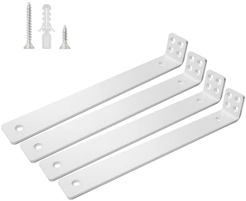 Shelf Brackets 12 inch, Heavy Duty Shelf Bracket 4 Pack L Brackets White Metal Wall Bracket for Shelves Support Bracket 