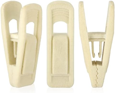 Tinfol Beige Velvet Hanger Clips 50Pack, Pants Velvet Clips, Large Opening Clip Clothes Pin, Strong Finger Flocked Clip Perfect for Slim-line Clothes Hangers