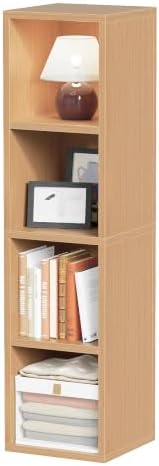 4-Tier Tall Narrow Bookshelf,Slim Bookcase with Open Cubes