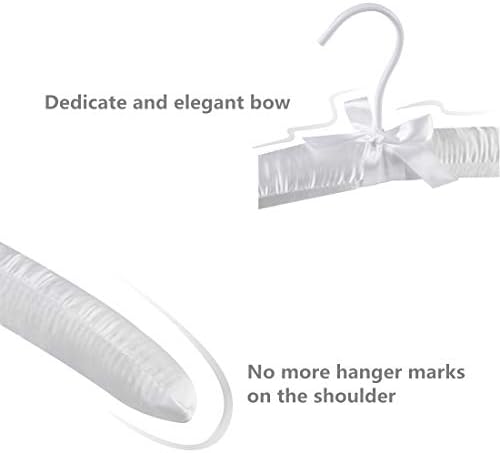 Satin Padded Clothes Hangers 5 Pack, White, No Shoulder Bump