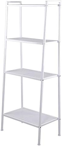 Azadx Ladder Shelf Bookcase, 4-Tier Multipurpose Iron Widen Ladder Bookshelf Plant Storage Organizer Rack, Shelf Display
