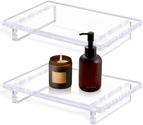 Acrylic Bathroom Tray Display Riser, 2-Pack 9"x5.9"x1.5"