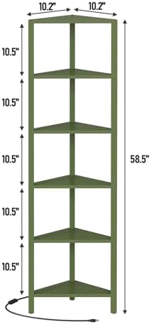 TUTOTAK Corner Shelf with LED Light, 6-Tier Corner Bookshelf