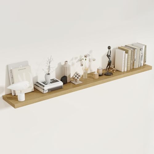 Fun Memories 72 Inch Floating Shelves for Wall, 8 Inch Deep Floating Shelf, Large Shelves with Invisible Bracket for Boo
