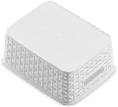Set of 6 Plastic Storage Baskets - Small Pantry Organizer Basket Bins - Household Organizers with Cutout Handles for Kit