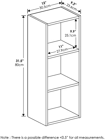 Furinno Pasir 3-Tier No Tool Assembly Open Shelf Bookcase, White