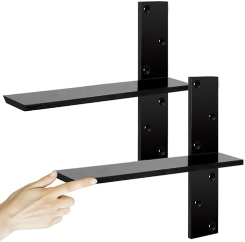 3/8" Thick Heavy-Duty Floating Shower Bench Brackets - 14" L x 2.5" W Wall Mount Bracket, Free Hanging T Shelf Support B