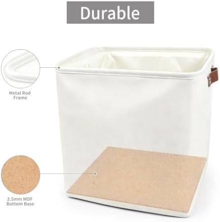 Bagnizer 13x13 Cube Storage Bins, Collapsible Fabric Storage Box, 4 Pack Closet Baskets with Handles for Organizing, She