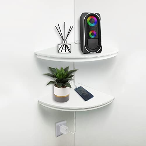 Floating Corner Wall Shelves Radial Wood Mounted Display Shelf for Bedroom Living Room Bathroom Kitchen 12 Inch Set of 2