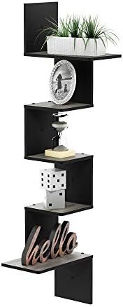 Furinno Rossi 5-Tier Corner Floating Shelves for Wall, French Oak