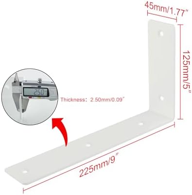 Alise 4Pcs White Heavy-Duty L-Shaped Floating Shelf Wall Brackets