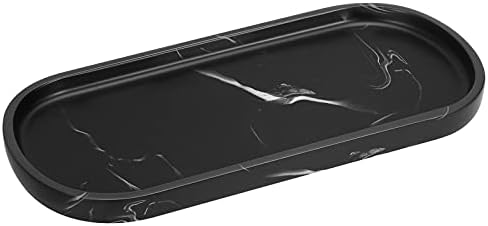 Luxspire 10" Oval Bathroom Tray for Countertop Organizer, Ink Black