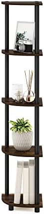 Furinno TURN-N-TUBE Corner Shelf, 5-Tier Corner Bookshelf, Open Storage Shelves, for Organization and Storage, Living Ro