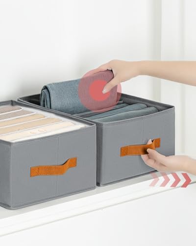 Homsorout Closet Organizers and Storage - Fabric Clothes Organizer with Handles, Foldable Jeans Organizer for Clothes, D