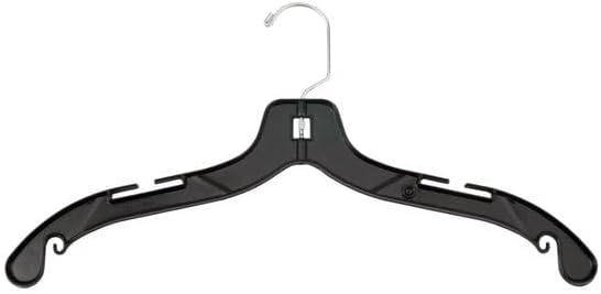 NAHANCO 17” Black Mid-Heavyweight Plastic Hanger, Chrome Hook, 50 Pack