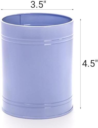 Tlence 9 Pack Metal Pen Holders for Desk, Colorful Bulk Round Pencil Cup Caddy, Desktop Stationery Organizer and Accessories for Office Classroom, Makeup Brush Storage, 3.5 x 4.5 Inches