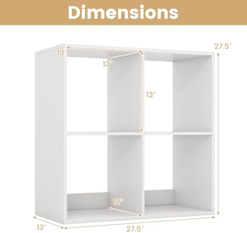 4 Cube Storage Organizer Set of 2, 2 Tier Floor Standing Bookcase, Small Bookshelf for Small Spaces, Wooden Open Display